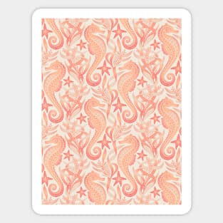 Sweet Seahorses and Starfish Pattern in Peach Sticker